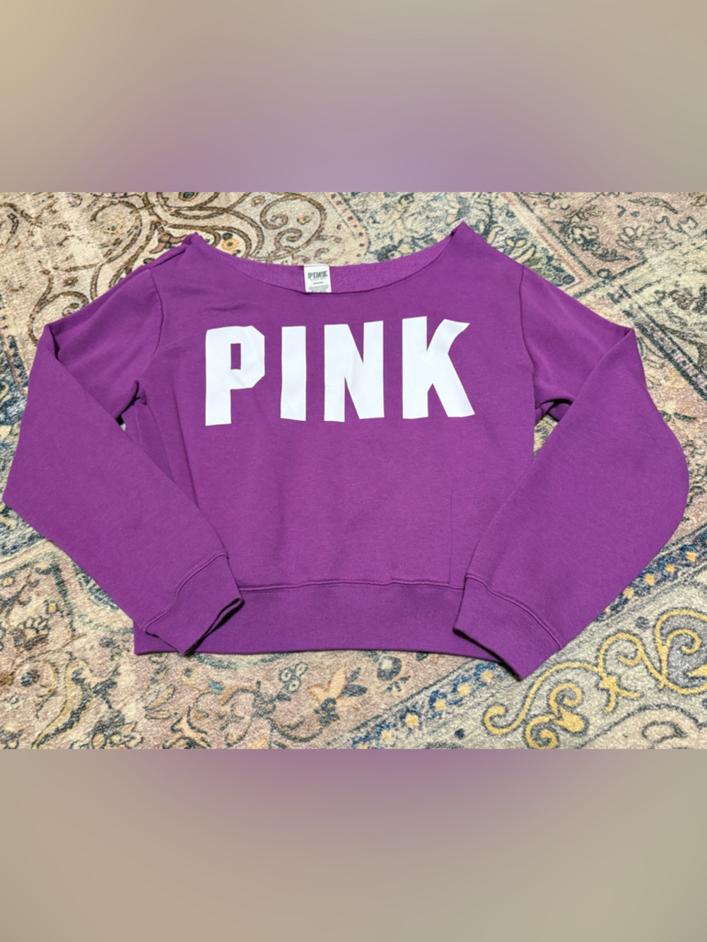 PINK Victoria's Secret Cut-Neck Purple Sweatshirt Size Medium